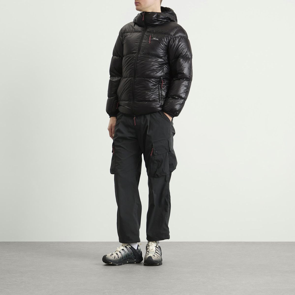 NANGA Men's Mountain Lodge Down Hooded Jacket in Black