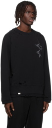 C2H4 Black Distressed Layered Sweatshirt