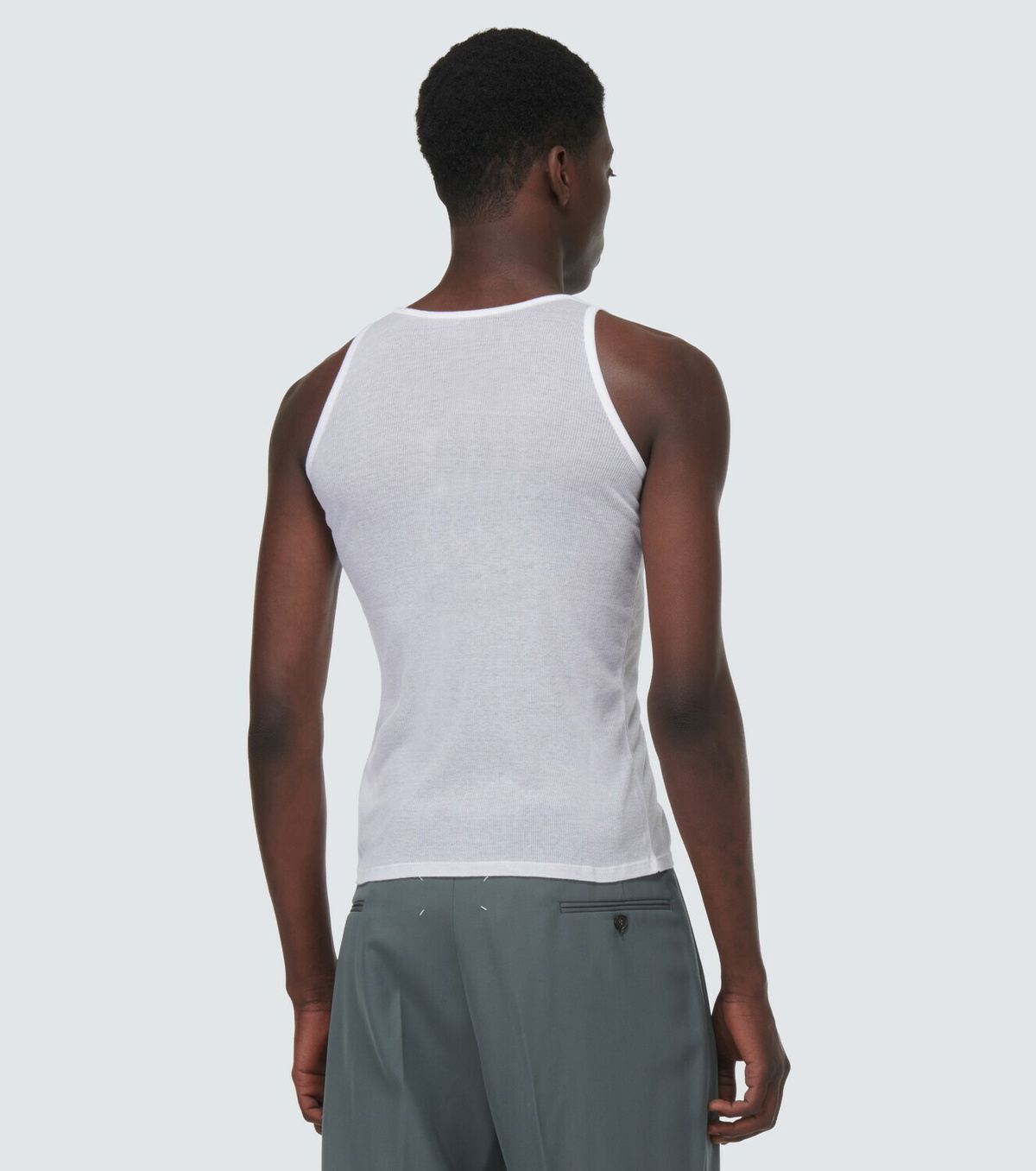 Maison Margiela Ribbed-knit cotton and silk tank top Maison Margiela