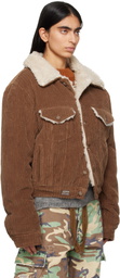 ERL Brown Sherpa Corduroy Trucker Jacket