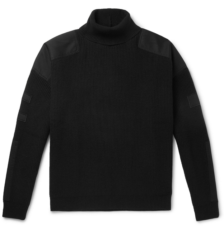 Photo: AMIRI - Twill-Trimmed Wool and Cashmere-Blend Rollneck Sweater - Black