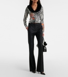 Blumarine Printed ribbed-knit cardigan
