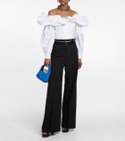 Alexander McQueen - Ruffled off-shoulder cotton poplin top