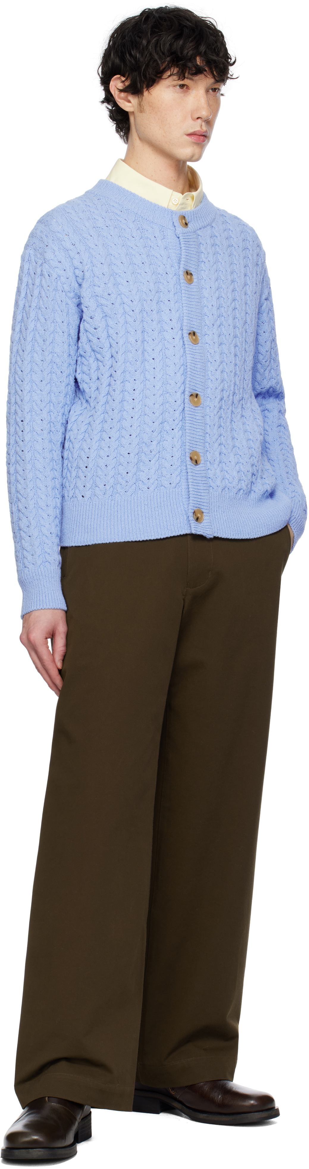 AFTER PRAY Blue Ernest Cable Knit Cardigan