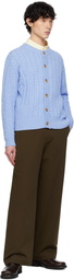 AFTER PRAY Blue Ernest Cable Knit Cardigan
