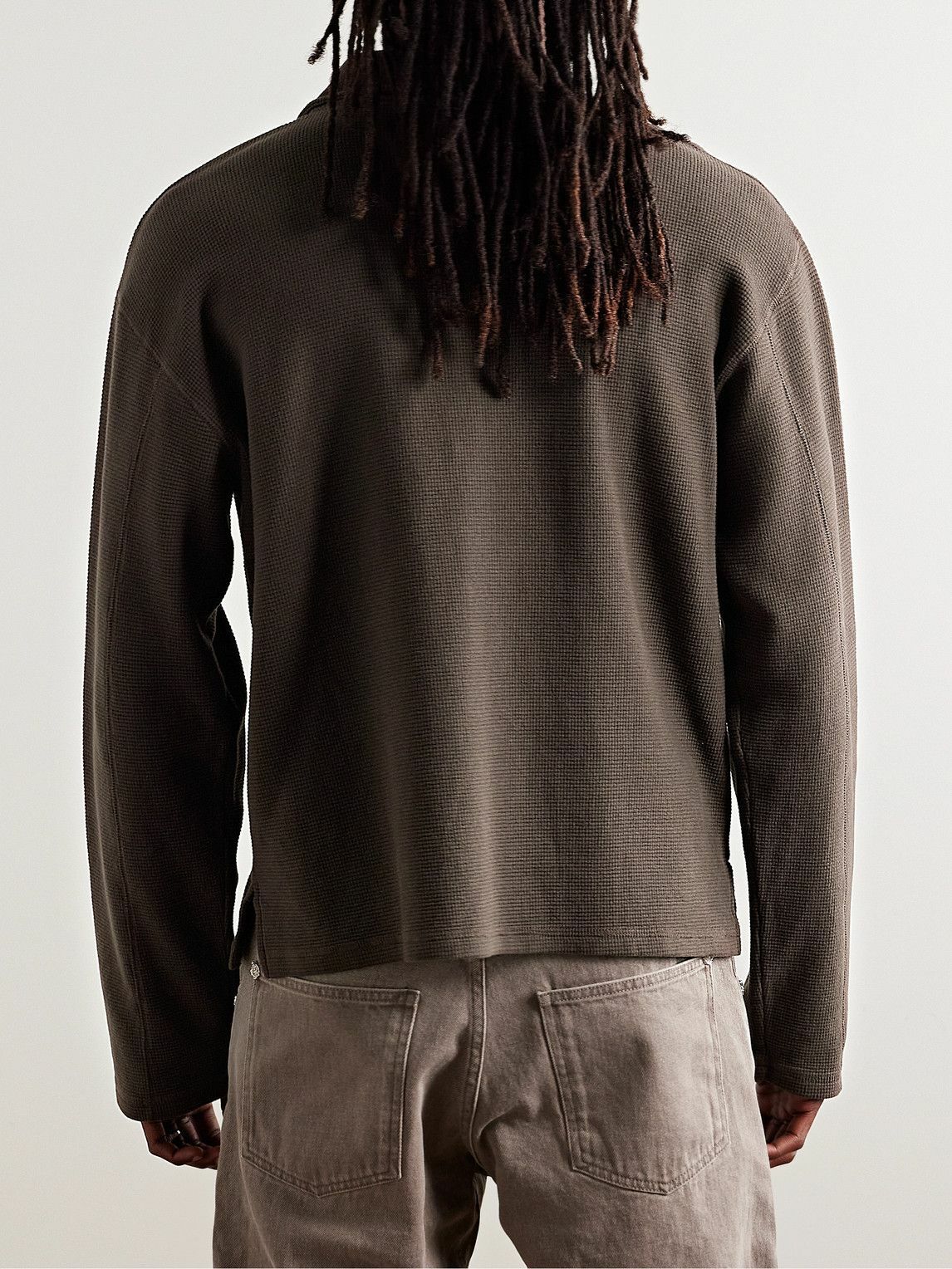 mfpen - Waffle-Knit Organic Cotton Polo Shirt - Brown mfpen