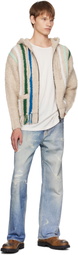 Andersson Bell Beige Reverse Stripe Knit Hoodie