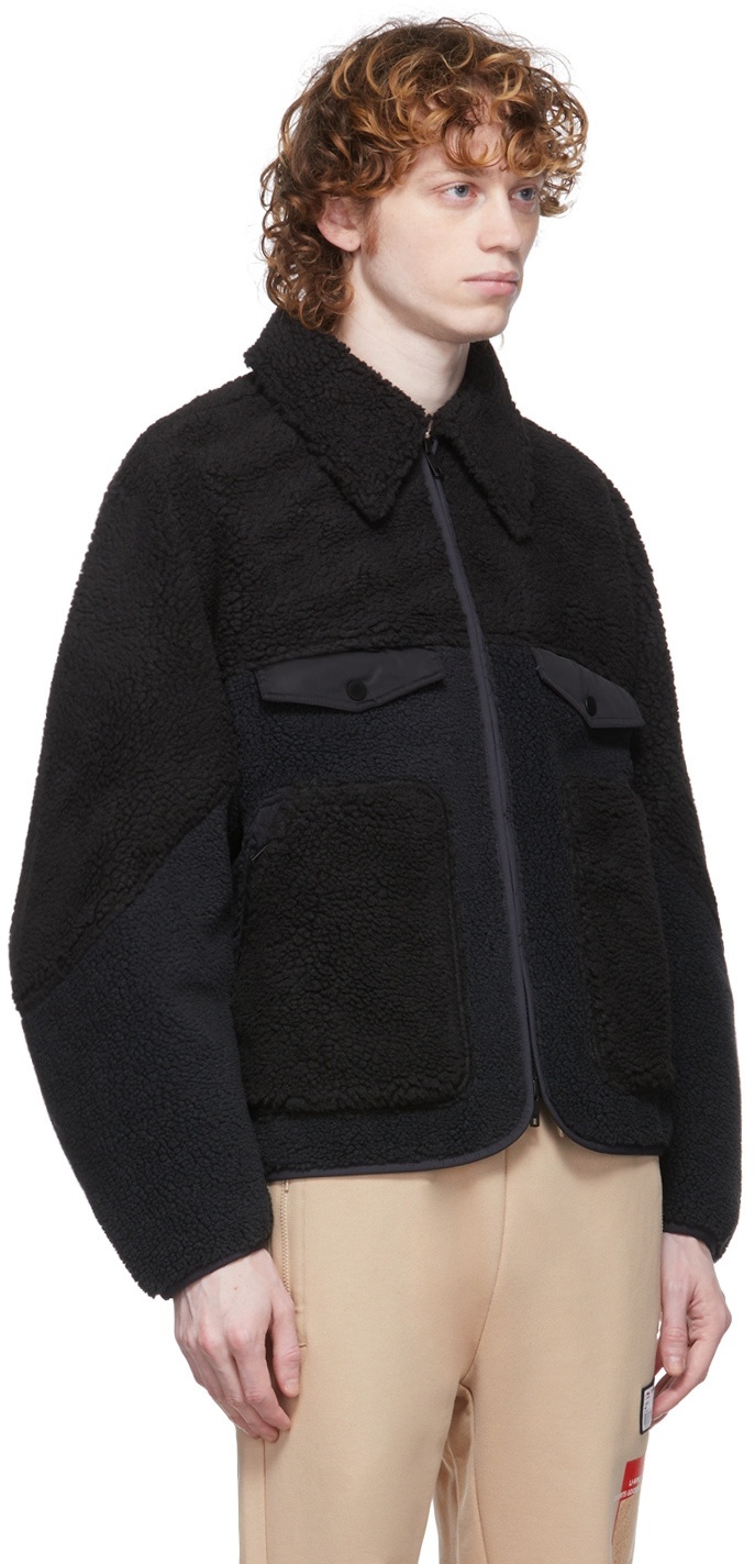 Li-Ning Black Collared Boa Fleece Jacket Li-Ning
