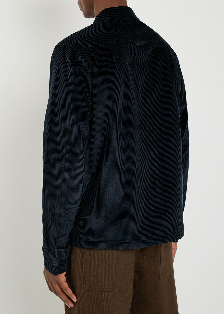Fred Perry Logo-embroidered Corduroy Overshirt Navy