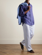 Loro Piana - Heirai Straight-Leg Striped Linen Drawstring Trousers - Blue