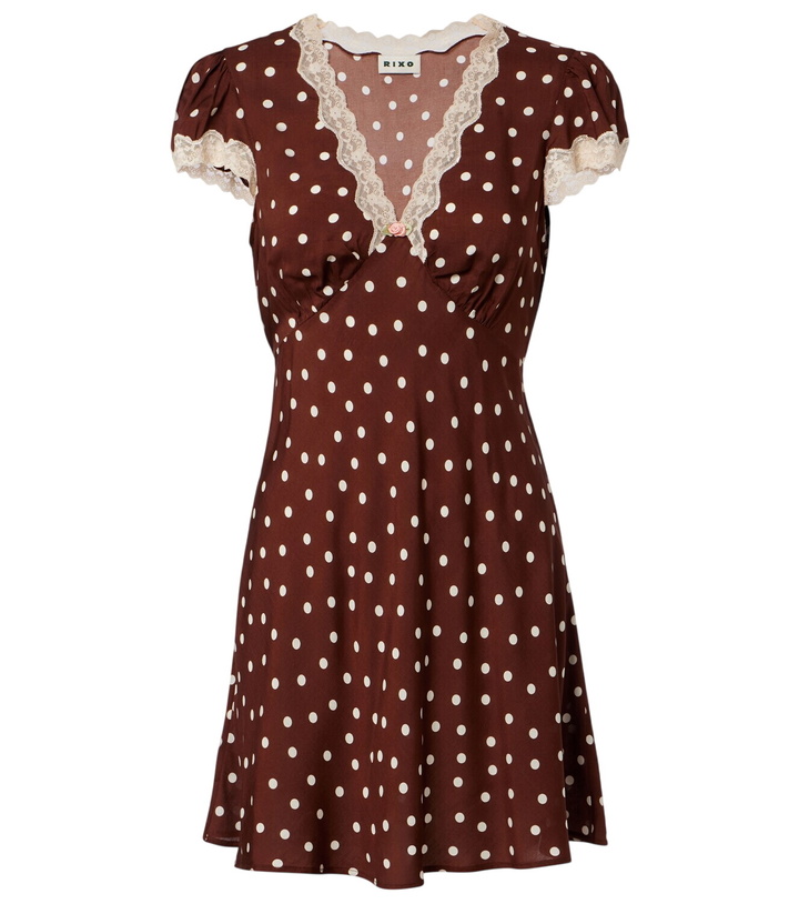 Photo: Rixo Cely lace-trimmed polka-dot minidress