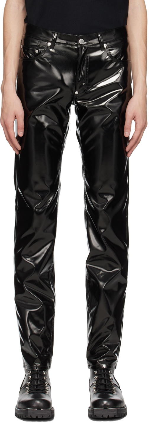 4th  Reckless black leather look patent trousers in black  ASOS