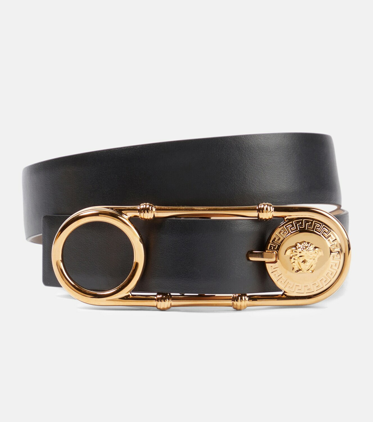ベルト VERSACE LEATHER SAFETY PIN BELT Versace Safety Pin Leather Belt - Black | Editorialist