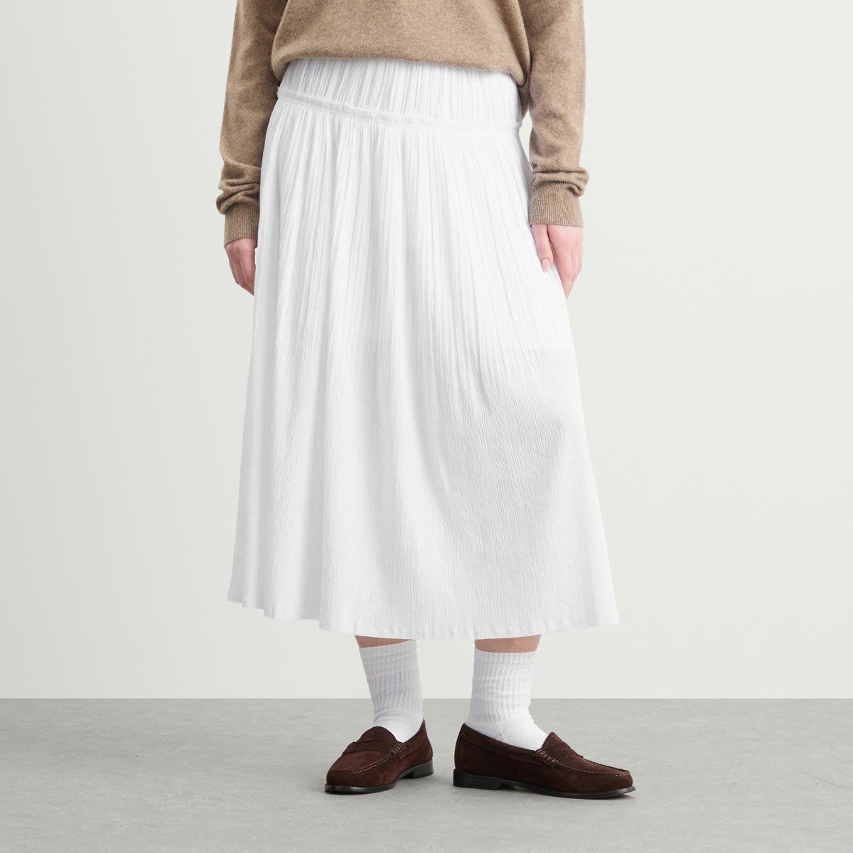 Kijun Women's Pure Pleats Maxi Skirt in Off-White