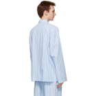 Tekla Blue and White Striped Pyjama Shirt