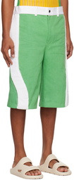 Stanley Raffington SSENSE Exclusive Green & White Denim Shorts