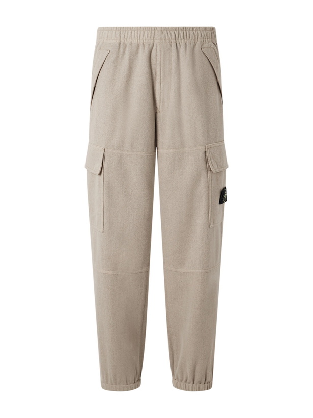 Photo: Stone Island - Garment-Dyed Wool-Blend Nylon Flannel-TC Cargo Sweatpants - Brown
