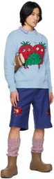 Sky High Farm Workwear Blue Happy Tomatoes Sweater