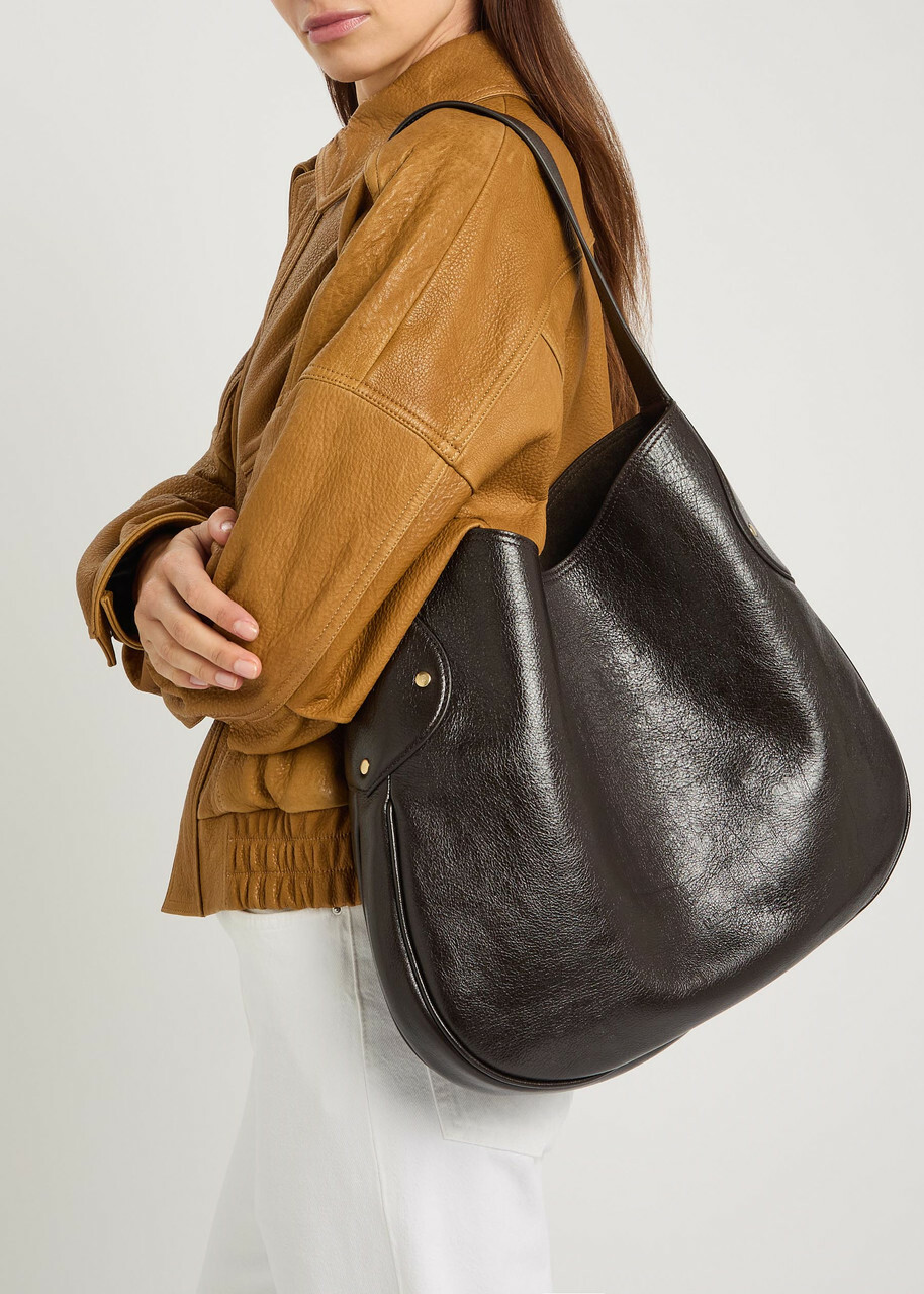 Mulberry Hackney Glossed Grained Leather Shoulder bag - Brown - One Size