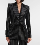 Alex Perry Crystal-embellished pinstripe velvet blazer