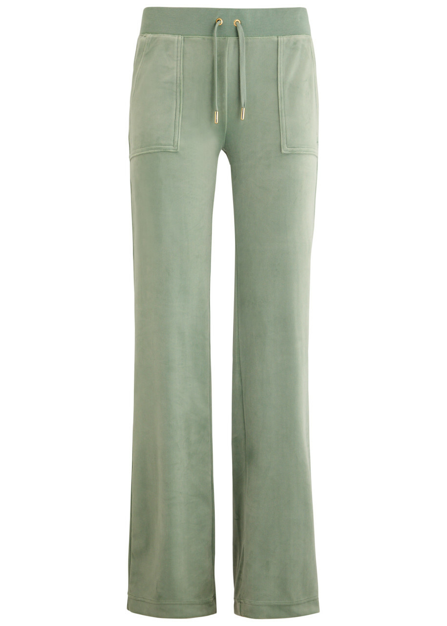 Juicy Couture Del Ray Logo-embroidered Velour Sweatpants Green