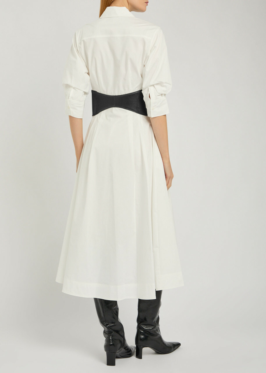 Simkhai Olson Belted Cotton-blend Poplin Midi Shirt Dress White
