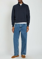 Sandbanks Logo-appliquéd Quarter-zip Cotton Sweatshirt Navy