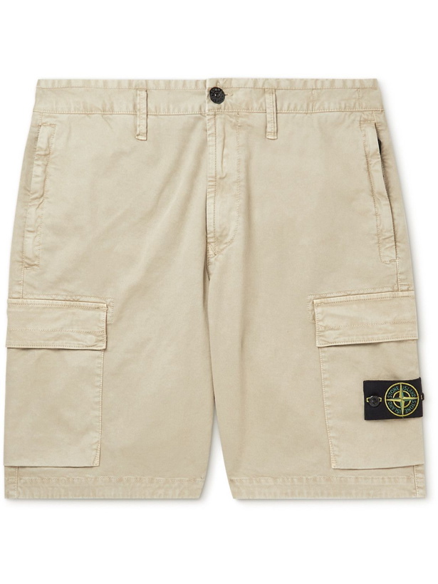 Photo: Stone Island - Straight-Leg Garment-Dyed Cotton-Blend Twill Cargo Shorts - Neutrals