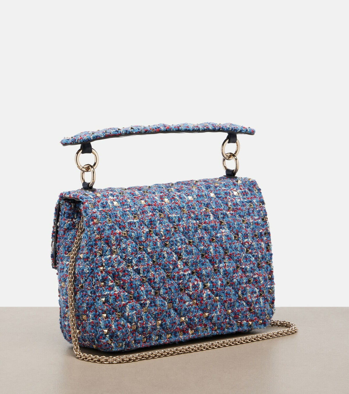 Valentino Garavani Rockstud Spike Medium tweed top-handle bag