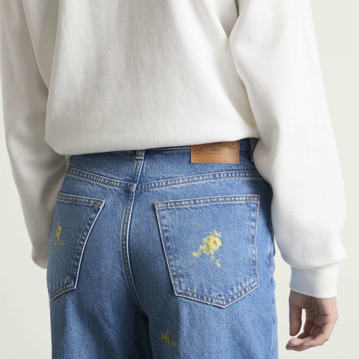 GANNI Women's Printed Flower Lari Jeans in Light Blue Vintage