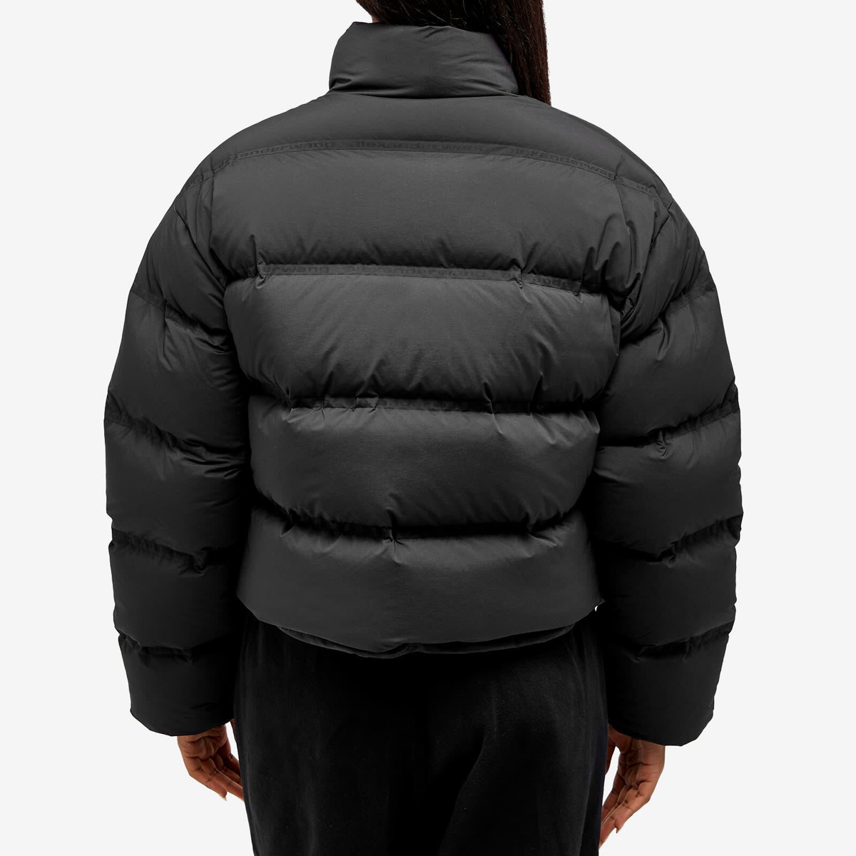 alexanderwang cropped puffer coat with reflective logo BLACK