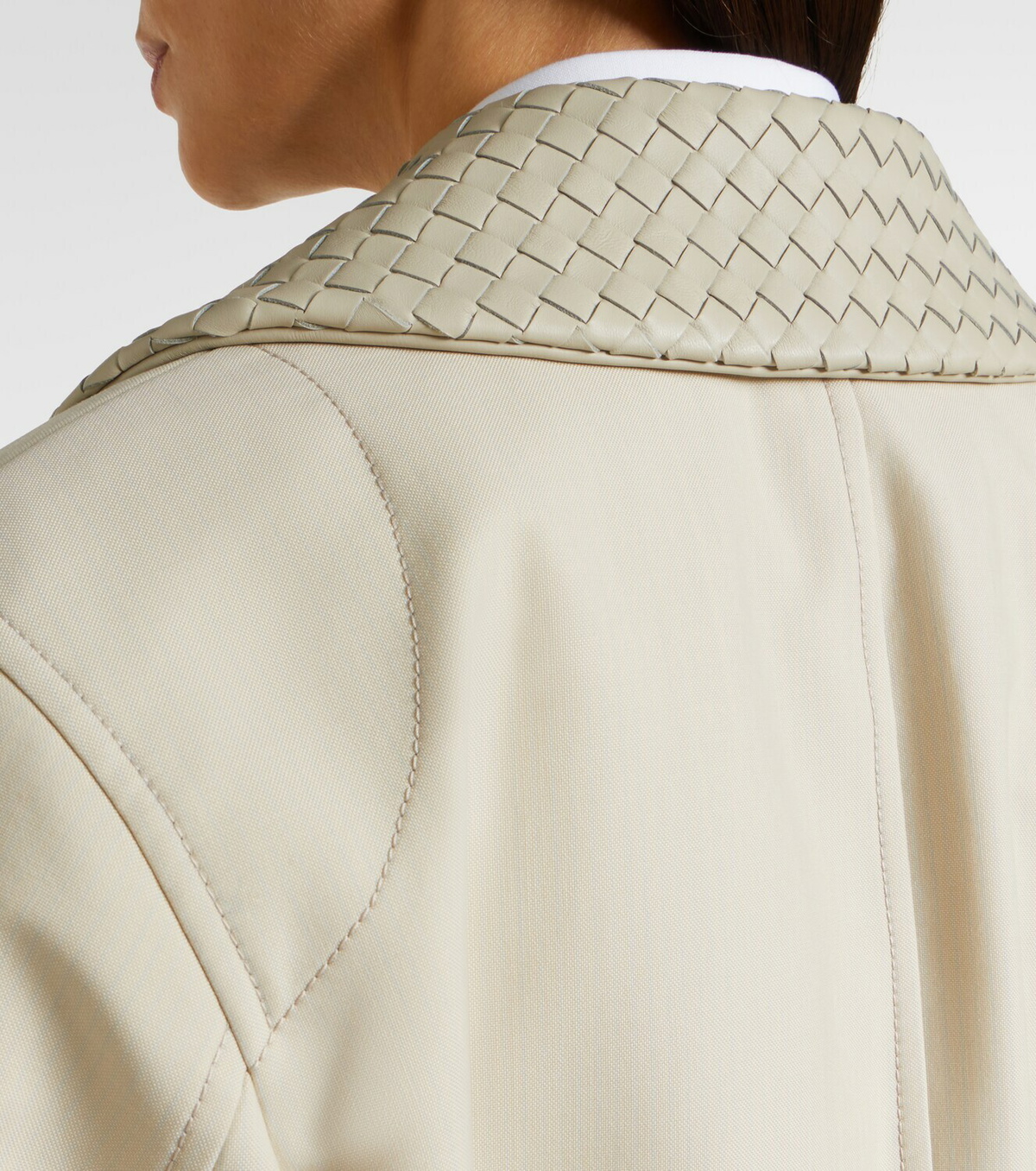 Bottega Veneta Intrecciato striped wool and cotton peacoat