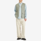 Taion Men's Military Reversible V-Neck Vest in Dark Sage Green