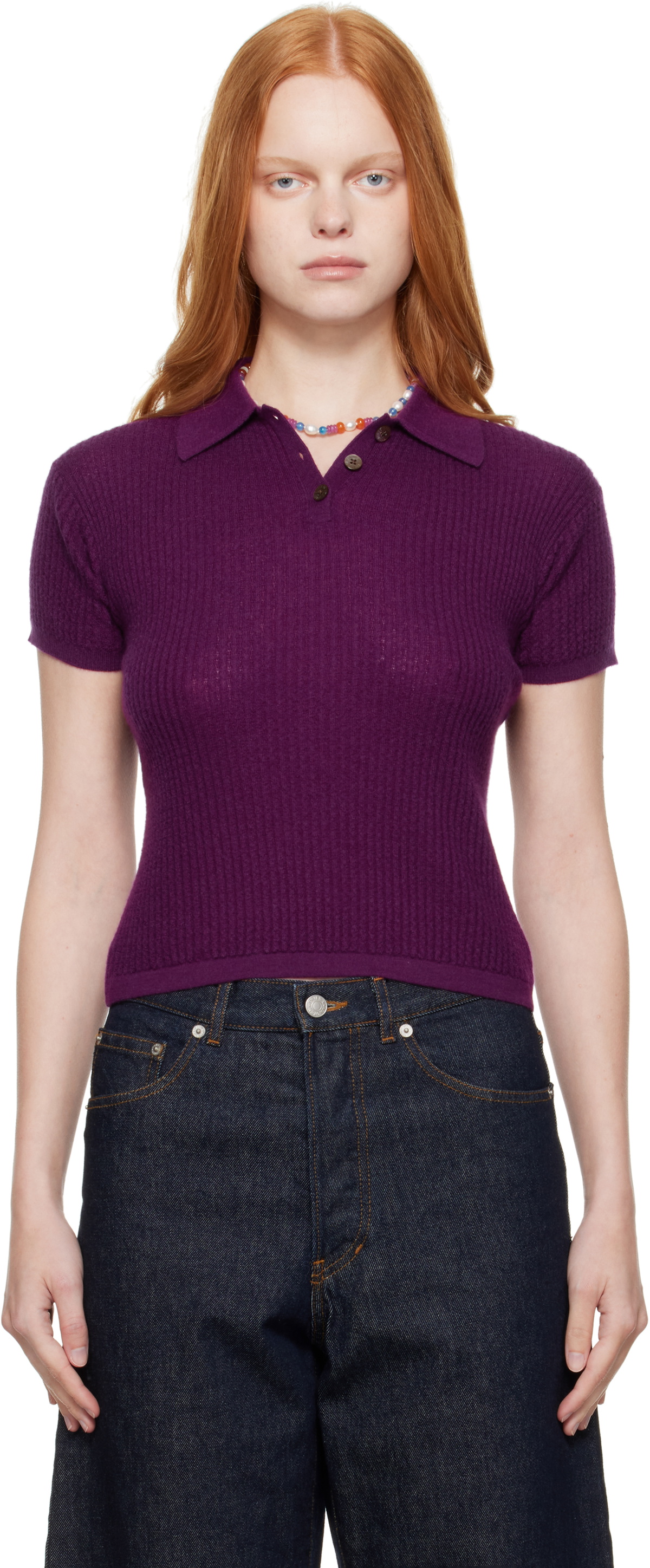 Guest in Residence Purple Shrunken Polo