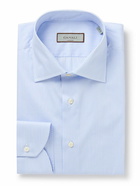 Canali - Cutaway-Collar Striped Cotton-Twill Shirt - Blue