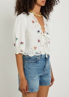 Rixo Ursula Floral-embroidered Cotton top White