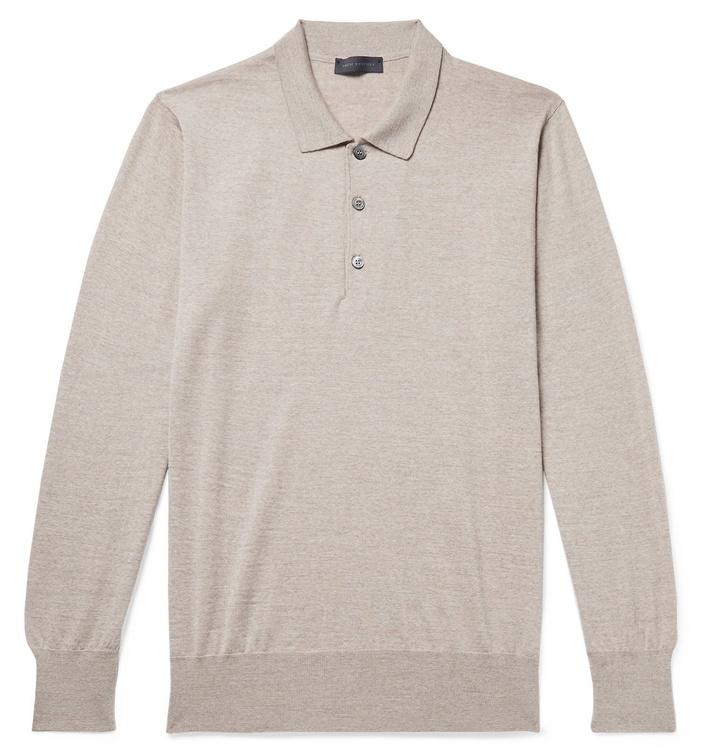 Photo: Thom Sweeney - Mélange Merino Wool Polo Shirt - Brown