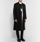 Givenchy - Leather-Trimmed Double-Breasted Wool-Blend Coat - Men - Black
