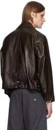 Omar Afridi Brown Drawcord Leather Jacket