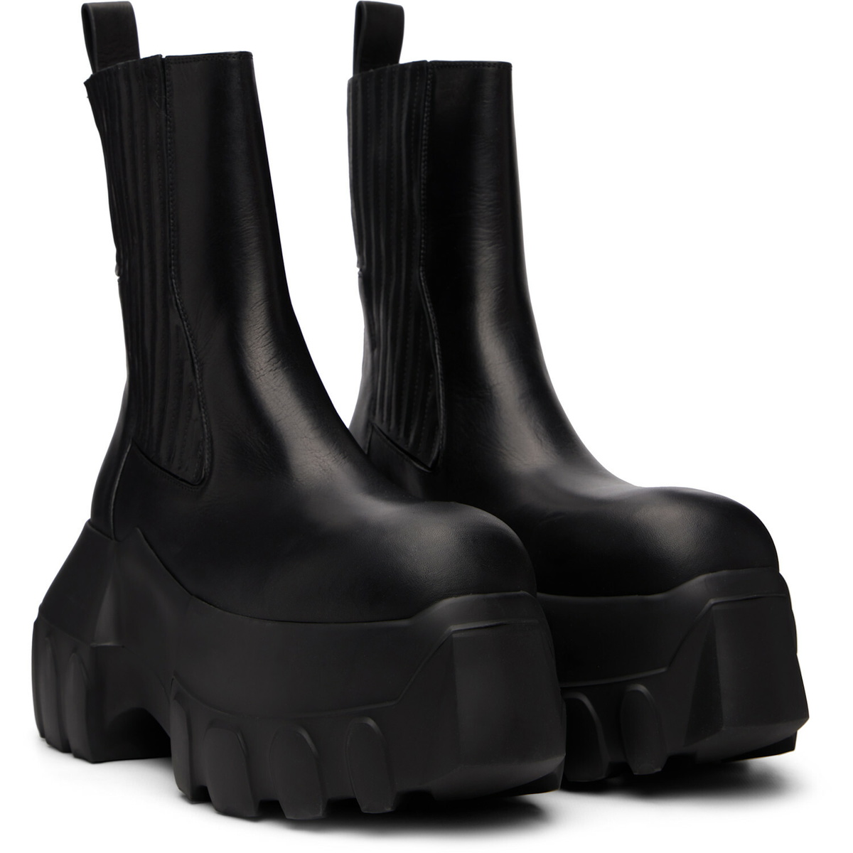 Rick Owens Black Tower Beatle Mega Tractor Chelsea Boots