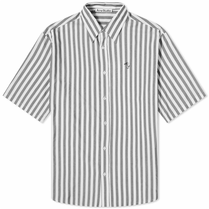 Photo: Acne Studios Men's Sandrok Matt Stripe Short Sleeve Shirt in Black/White