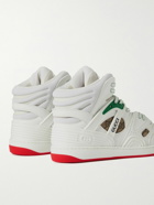 GUCCI - Basket Rubber-Trimmed Monogrammed Canvas and Leather High-Top Sneakers - White