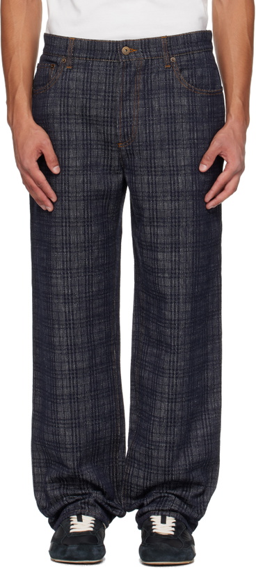 Photo: Burberry Navy Loose Check Jeans