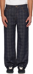 Burberry Navy Loose Check Jeans