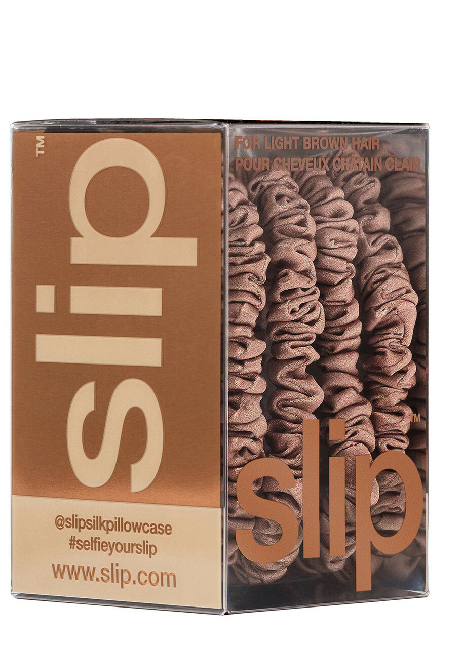 Slip Pure Silk Skinny Scrunchies - Light Brown