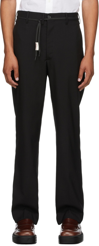 Photo: Marni Black Tropical Virgin Wool Shoelace Trousers