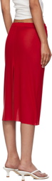 The Frankie Shop Red Suva Sheer Midi Skirt