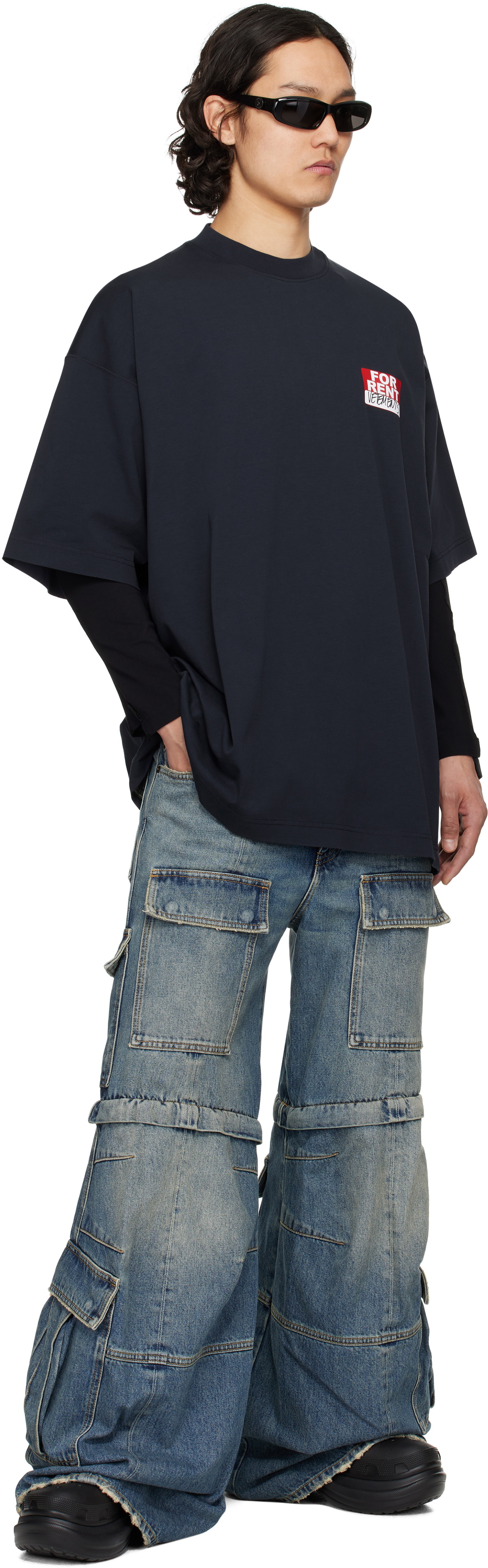 VETEMENTS Navy 'For Rent' Oversized T-shirt Vetements