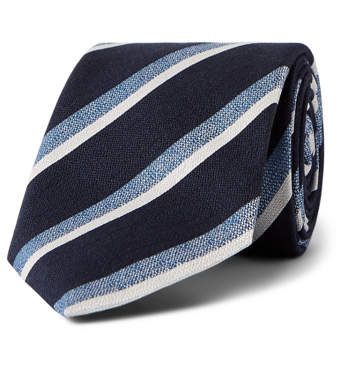 Photo: Ermenegildo Zegna - 8cm Striped Silk-Jacquard Tie - Blue