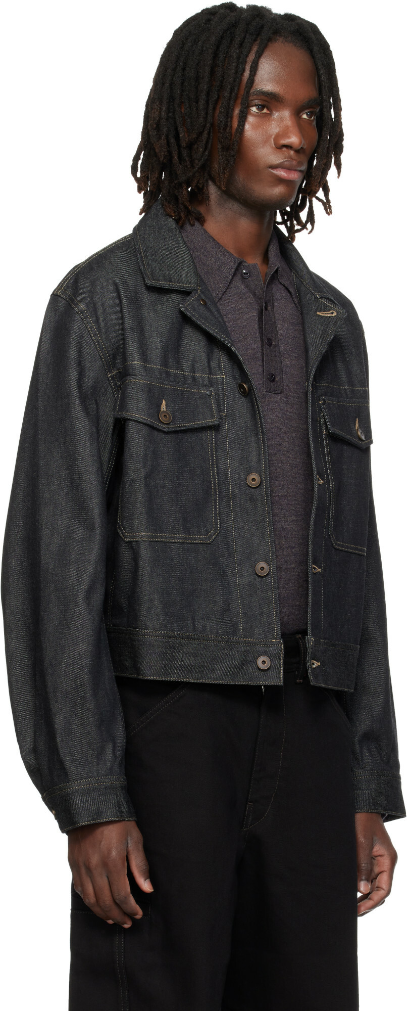 LEMAIRE Navy Denim Trucker Jacket